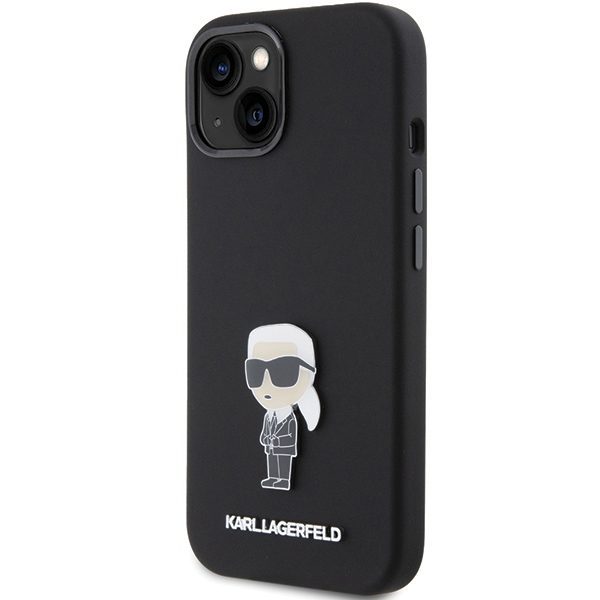 Karl Lagerfeld case for iPhone 15 6,1" KLHCP15SSMHKNPK black HC SILICONE IKONIK METAL PIN