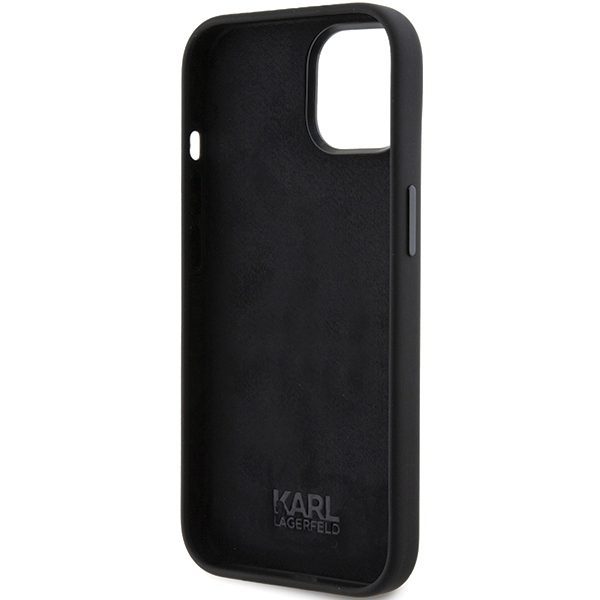 Karl Lagerfeld case for iPhone 15 6,1" KLHCP15SSMHKNPK black HC SILICONE IKONIK METAL PIN