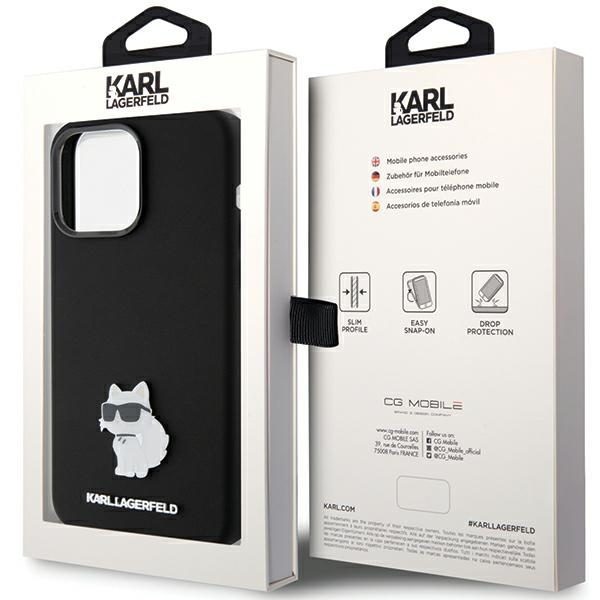 Karl Lagerfeld case for iPhone 15 Pro 6,1" KLHCP15LSMHCNPK black HC SILICONE C METAL PIN