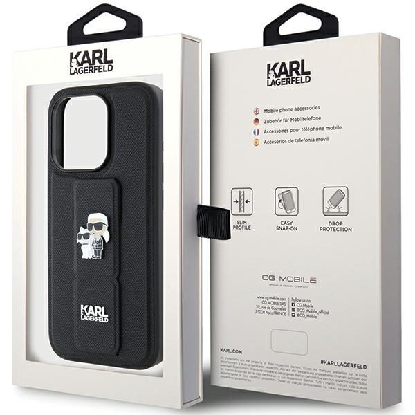 361338_oryg Karl Lagerfeld case for iPhone 15 Pro Max 6,7" KLHCP15XGSAKCPK black HC GRIPSTAND SAFFIANO KC PINS