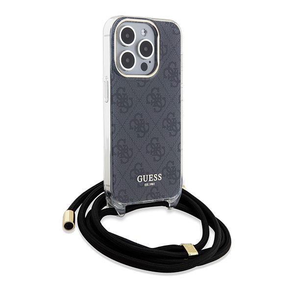 362700_oryg Guess case for iPhone 15 Pro 6,1" GUHCP15LHC4SEK black HC CROSSBODY CORD 4G PRINT