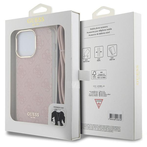 362755_oryg Guess case for iPhone 15 Pro 6,1" GUHCP15LHC4SEP pink HC CROSSBODY CORD 4G PRINT