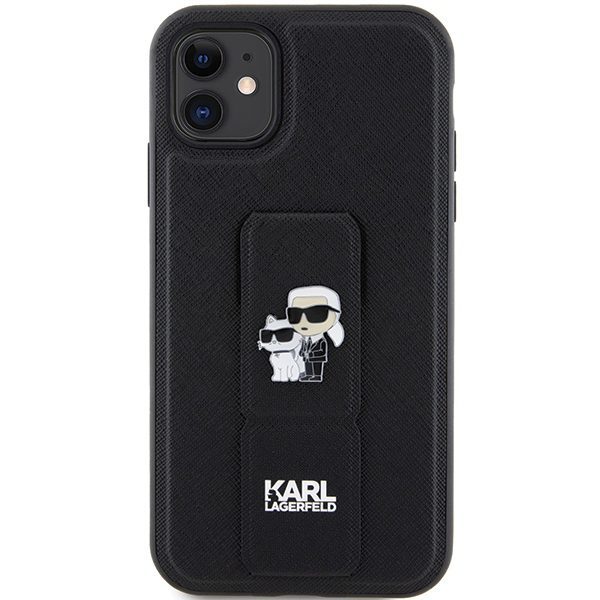 363897_oryg Karl Lagerfeld case for iPhone 11 KLHCN61GSAKCPK black HC GRIPSTAND SAFFIANO KC PINS