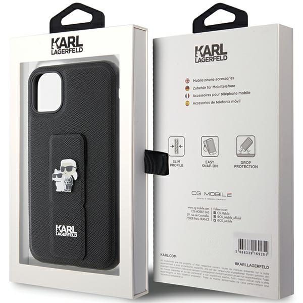 363902_oryg Karl Lagerfeld case for iPhone 11 KLHCN61GSAKCPK black HC GRIPSTAND SAFFIANO KC PINS