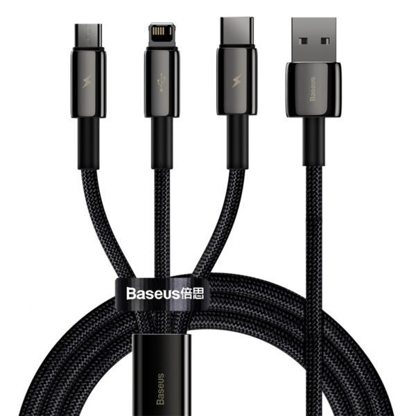Baseus cable 3in1 Tungsten USB - micro USB + Lightning + USB-C 1,5m 3,5A black