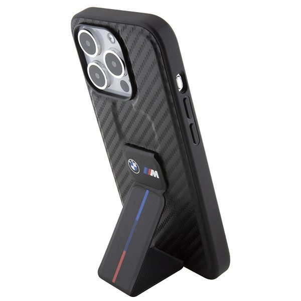 BMW case for iPhone 15 Pro 6,1" black BMHCP15LGSPCCK M HC GRIP STAND PU SMOOTH AND CARBON