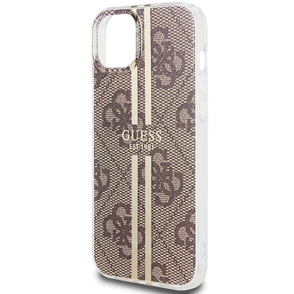 Guess case for iPhone 15 Plus 6,7" GUHCP15MH4PSEGW brown HC IML 4G GOLD STRIPE