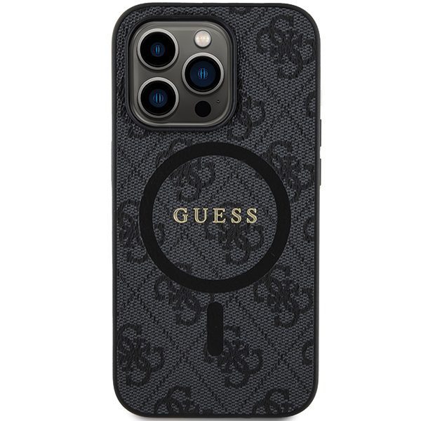 Guess case for iPhone 15 Pro Max 6,7" GUHMP15XG4GFRK black HC MAGSAFE PU 4G RING CLASSIC LOGO