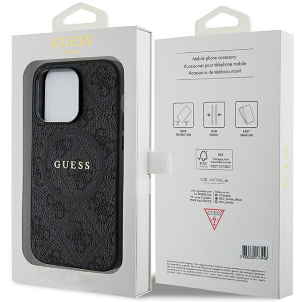 Guess case for iPhone 15 Pro Max 6,7" GUHMP15XG4GFRK black HC MAGSAFE PU 4G RING CLASSIC LOGO