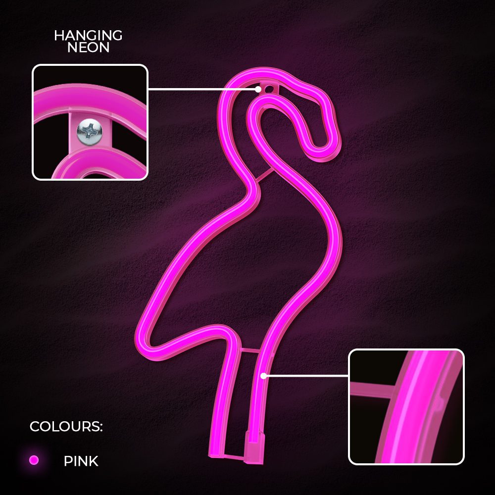 Neon LED Light Flamingo pink Bat + USB FLNE18 Forever Light