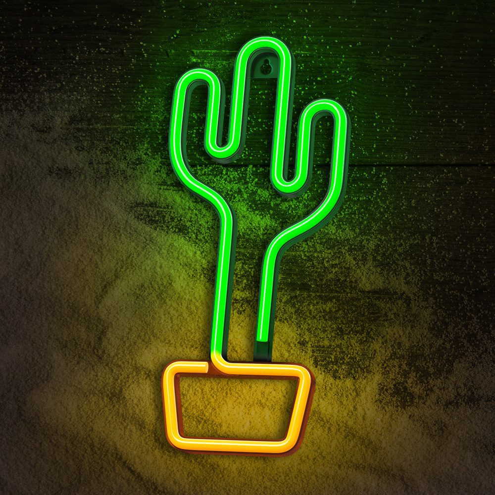 378666_oryg Neon LED Light CACTUS orange green Bat + USB FLNE02 Forever Light