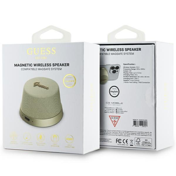 378761_oryg Guess Bluetooth speaker GUWSC3ALSMD STAND MAGNETIC SCRIPT METAL gold