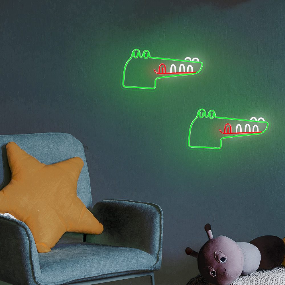 379394_oryg Neon PLEXI LED JURASSIC CROC green FLNJ03 Forever Light