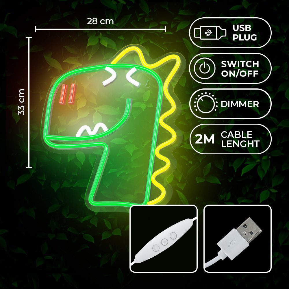 379614_oryg Neon PLEXI LED JURASSIC DINO green FLNJ02 Forever Light