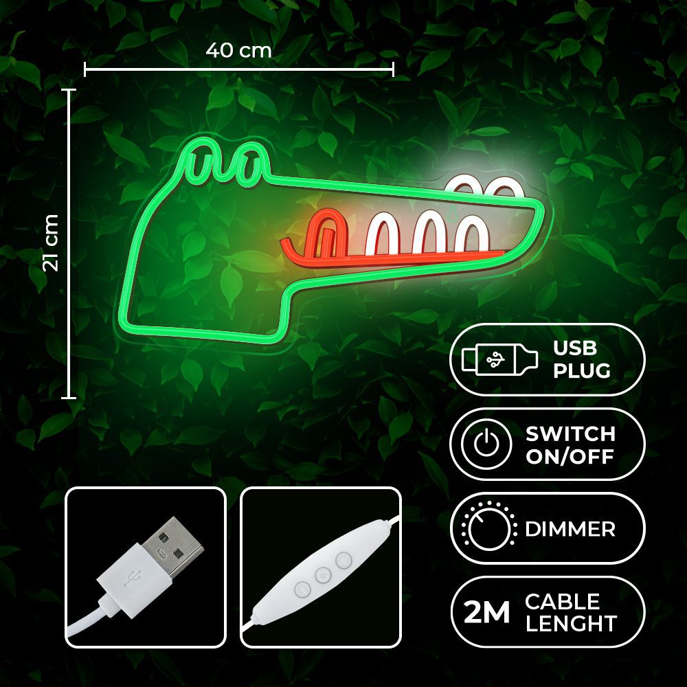 379617_oryg Neon PLEXI LED JURASSIC CROC green FLNJ03 Forever Light
