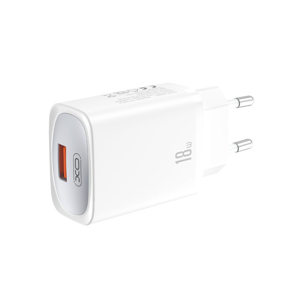 XO wall charger CE19 QC 18W 1x USB white + cable USB-C