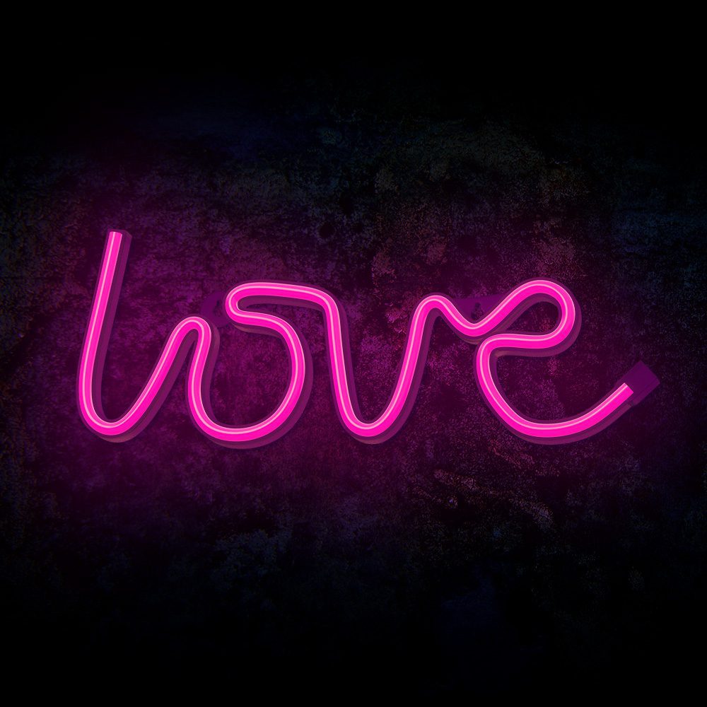 Neon LED Light LOVE pink Bat + USB FLNE05 Forever Light