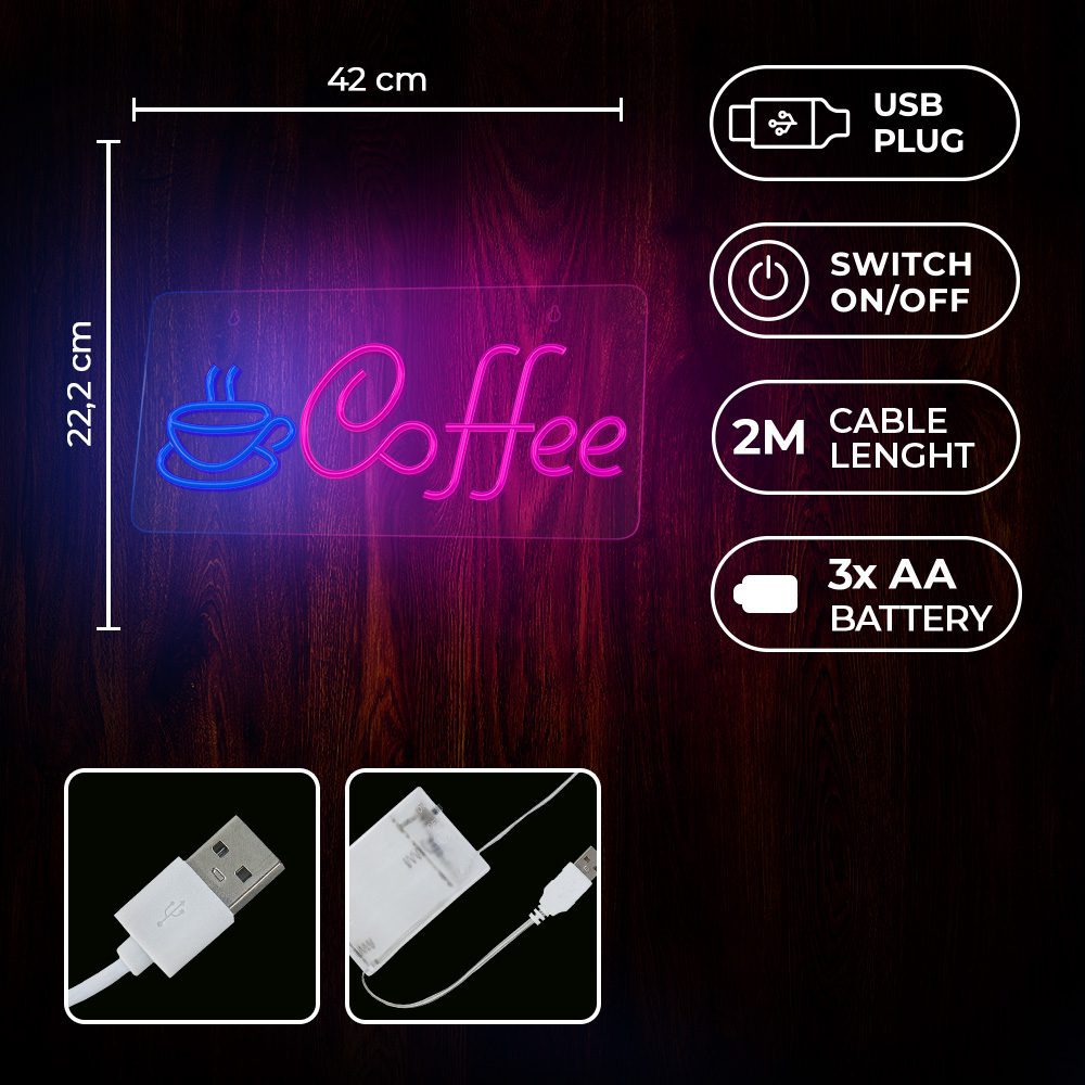 Neon PLEXI LED COFFEE pink blue NNE11 Neolia