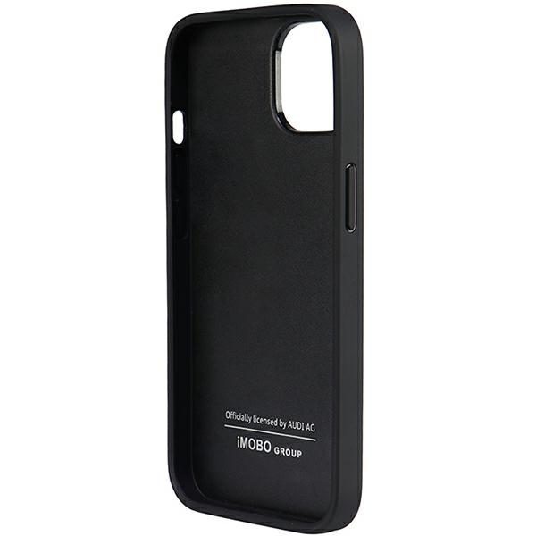 Audi case for iPhone 13 / 14 / 15 6,1" AU-TPUPCIP14-Q8/D1-BK black hardcase Genuine Leather