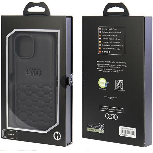 Audi case for iPhone 13 / 14 / 15 6,1" AU-TPUPCIP15-GT/D2-BK black hardcase GT Synthetic Leather