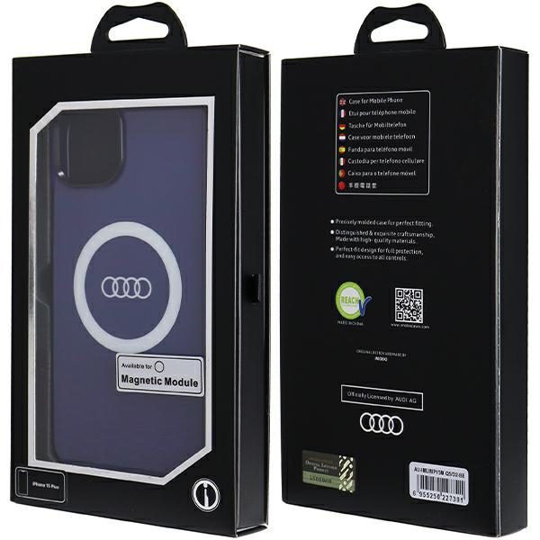 Audi case for iPhone 15 Plus 6,7" blue IML Big Logo MagSafe Case