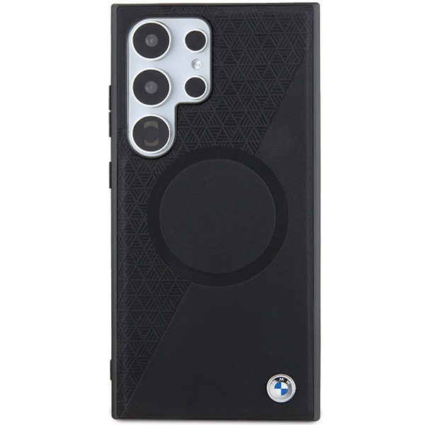 BMW case for Samsung Galaxy S24 Ultra black Signature Leather Half Textured & Circle MagSafe