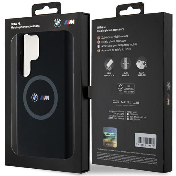 BMW case for Samsung Galaxy S24 Ultra black M Silicone Printed Ring MagSafe