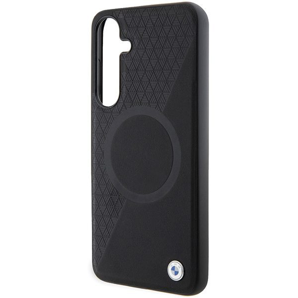 380923_oryg BMW case for Samsung Galaxy S24 Plus black Signature Leather Half Textured & Circle MagSafe