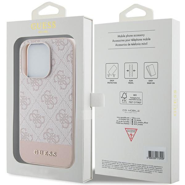 Guess case for iPhone 15 Pro 6,1" GUHCP15LG4GLPI pink HC PC/TPU 4G PU BOTTOM STRIPE