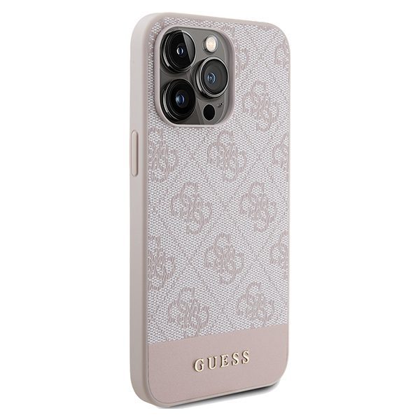 Guess case for iPhone 14 Pro Max 6,7" GUHCP14XG4GLPI pink HC PC/TPU 4G PU BOTTOM STRIPE