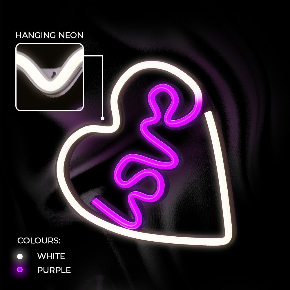 Neon LED Light LOVE HEART purple white NNE02 Neolia