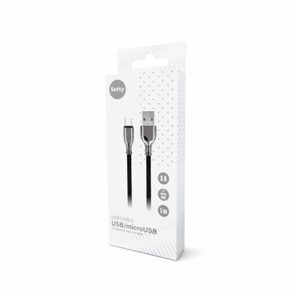 Setty cable USB - microUSB 1,0 m 3A FC-M black