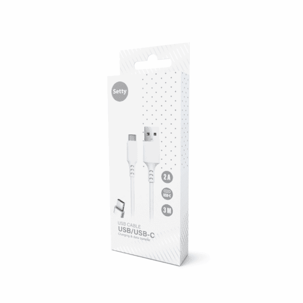383141_oryg Setty cable USB - USB-C 3,0 m 2A white NEW