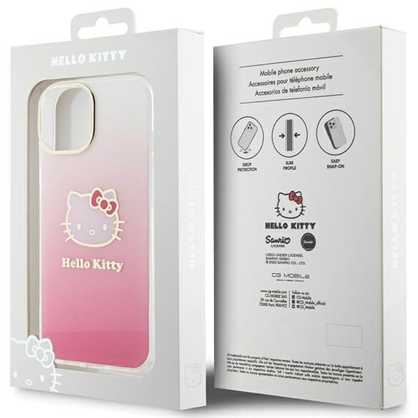 Hello Kitty case for iPhone 15 / 14 / 13 6,1" pink hardcase IML Gradient Electrop Kitty Case Head