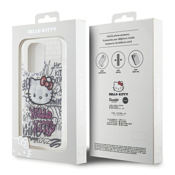Hello Kitty case for iPhone 15 Pro Max 6,7" white hardcase IML Kitty Case for On Bricks Graffiti