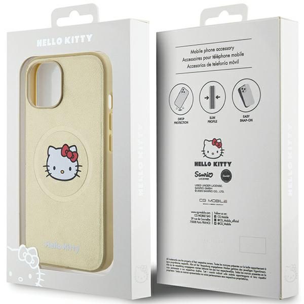 Hello Kitty case for iPhone 14 / 15 / 13 6,1" gold hardcase Leather Kitty Case Head MagSafe
