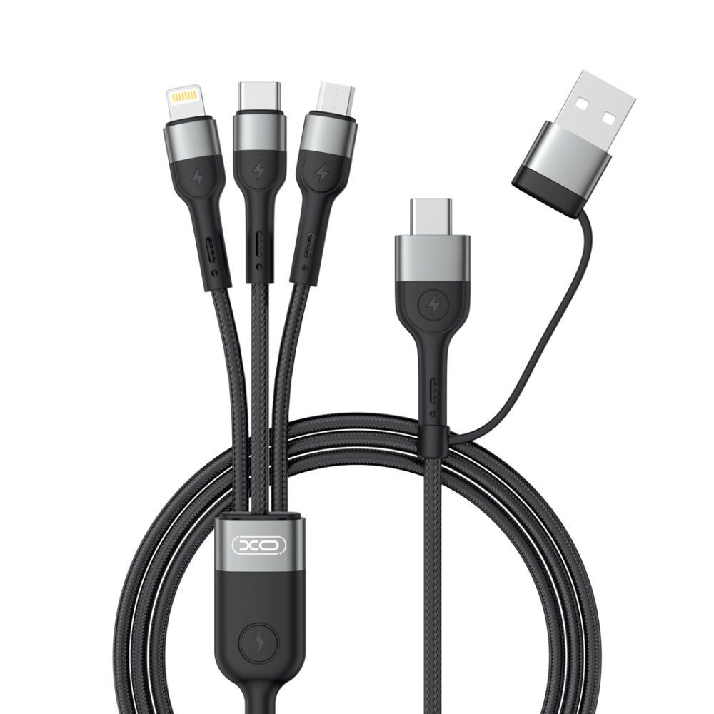 XO cable NB254 6in1 USB - USB-C + USB-C + microUSB + Lightning 1,2m black