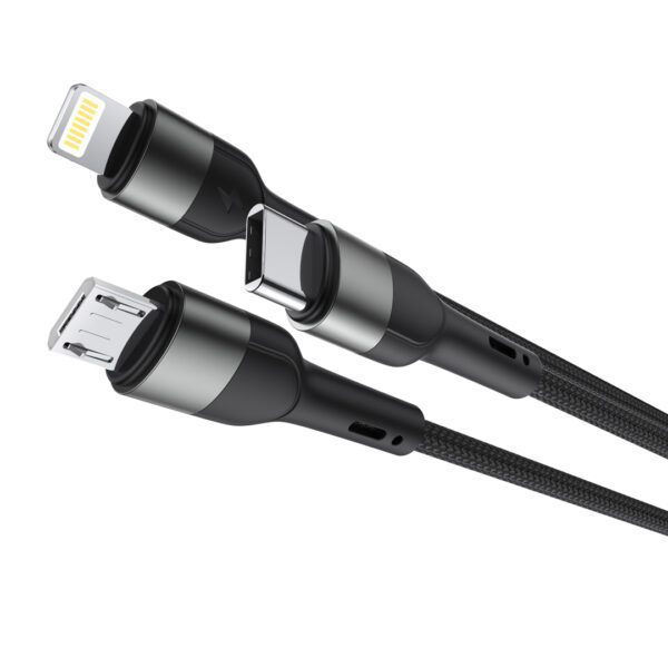 XO cable NB254 6in1 USB - USB-C + USB-C + microUSB + Lightning 1,2m black