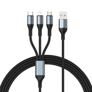 BWOO 3-in-1 Cable USB - USB-C, Lightning, Micro USB 1m 3A X274 black