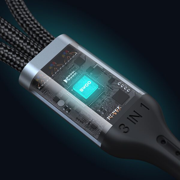 BWOO 3-in-1 Cable USB - USB-C, Lightning, Micro USB 1m 3A X274 black