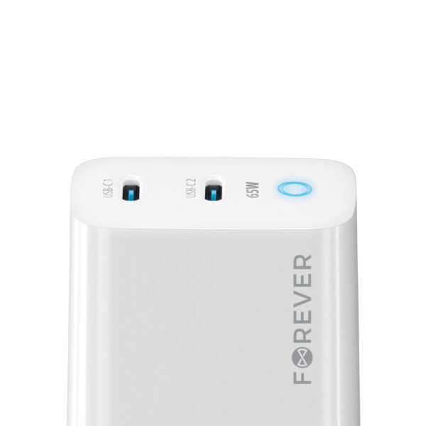 Forever TC-06-65CC GaN PD QC charger 2x USB-C 65W white