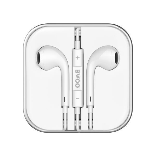 BWOO wired earphones 3.5mm stereo white