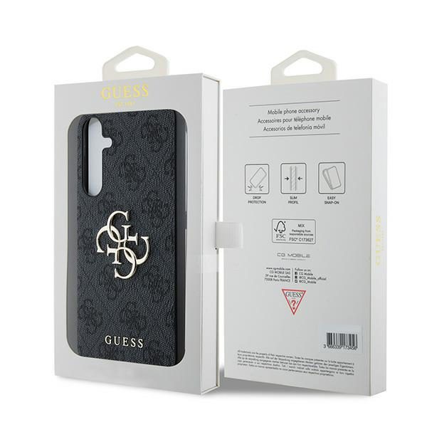 Guess case for Samsung Galaxy A35 GUHCSA354GMGGR black HC PU big 4G metal logo