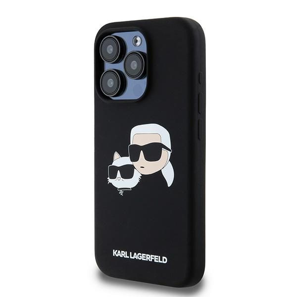 393153_oryg Karl Lagerfeld case for iPhone 15 Pro 6,1" KLHMP15LSKCHPPLK black HC Magsafe silicone sil double heads print