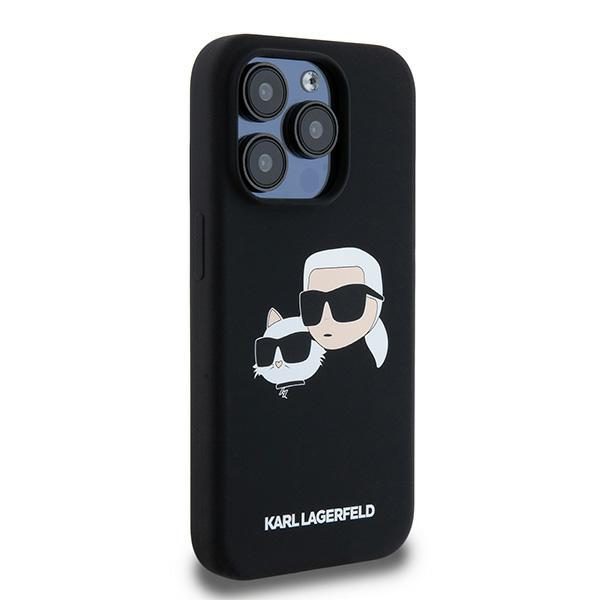393155_oryg Karl Lagerfeld case for iPhone 15 Pro 6,1" KLHMP15LSKCHPPLK black HC Magsafe silicone sil double heads print