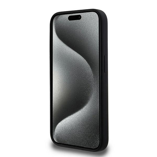 393156_oryg Karl Lagerfeld case for iPhone 15 Pro 6,1" KLHMP15LSKCHPPLK black HC Magsafe silicone sil double heads print