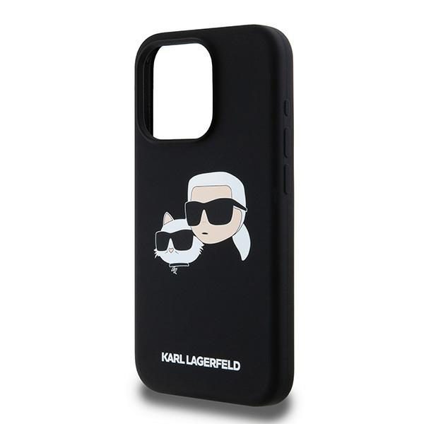 393157_oryg Karl Lagerfeld case for iPhone 15 Pro 6,1" KLHMP15LSKCHPPLK black HC Magsafe silicone sil double heads print