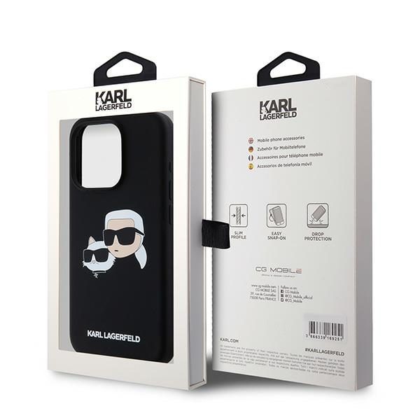 393159_oryg Karl Lagerfeld case for iPhone 15 Pro 6,1" KLHMP15LSKCHPPLK black HC Magsafe silicone sil double heads print