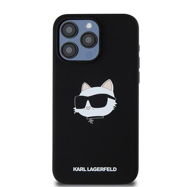 393181_oryg Karl Lagerfeld case for iPhone 15 Pro Max 6,7" KLHMP15XSCHPPLK black HC Magsafe silicone sil Choupette head print