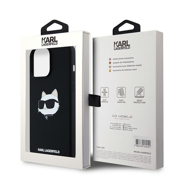 393186_oryg Karl Lagerfeld case for iPhone 15 Pro Max 6,7" KLHMP15XSCHPPLK black HC Magsafe silicone sil Choupette head print